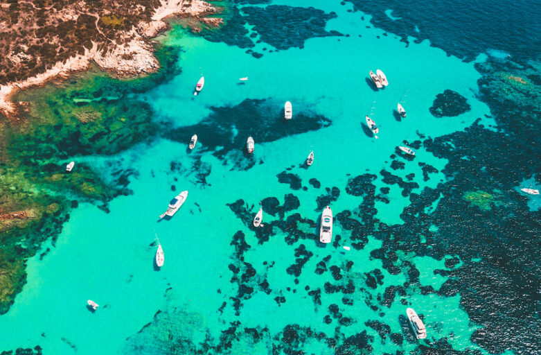 Vista aerea di Cala Santa Maria dell'arcipelago della Maddalena isola della Sardegna